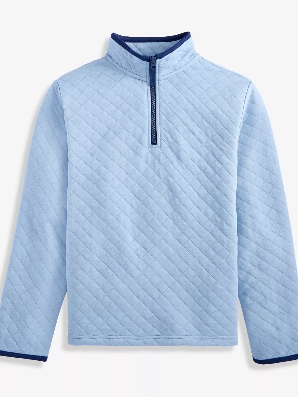 Epic Threads Light Blue Quilted Half-Zip Pullover with Navy Trim